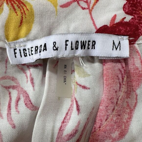 Anthropologie Fig & Flower Floral Top Medium Boho Artsy Red Colorful Peasant - Picture 3 of 8